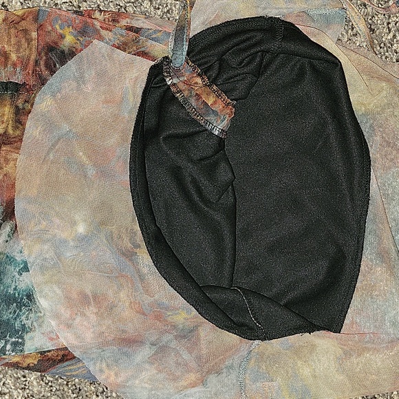 Prettylittlething Multi Tie Dye Print Mesh Ruched Bodycon Mini Dress Size 0 - Picture 3 of 4